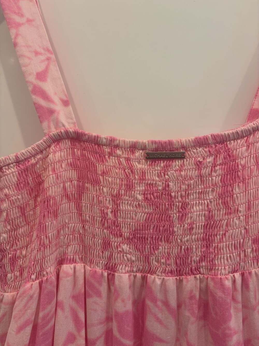 Michael Kors Pink Floral Smocked Tiered Maxi Dress Size M - Picture 4 of 9